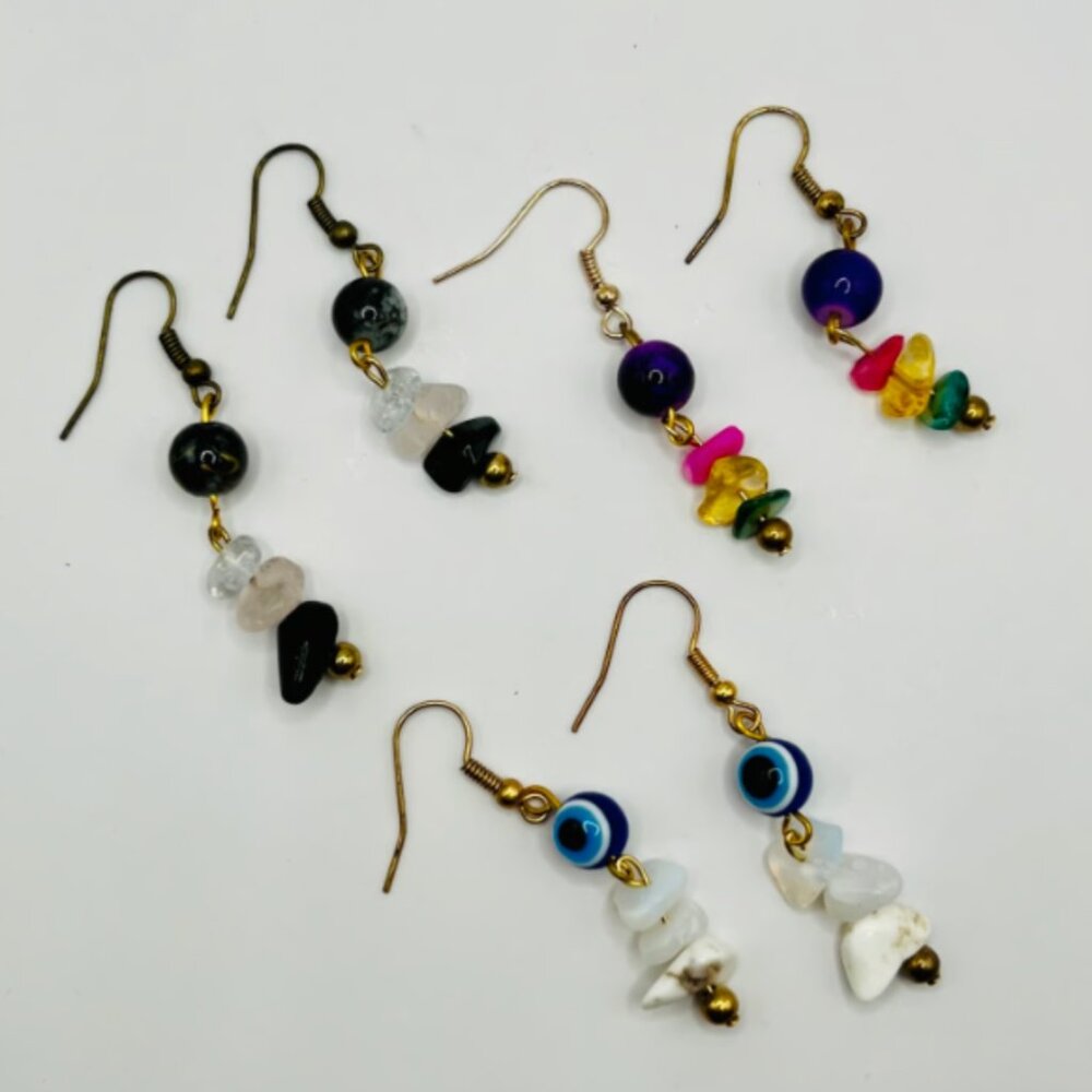 Set 11: 3pc Handmade Earring Set - #11 Boho Protection Crystal Trio
